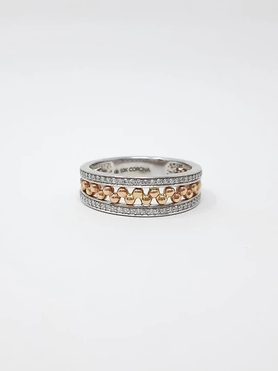 10K White & Rose Gold 0.18cttw Diamond Ring, size 6.5