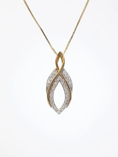 10K Yellow Gold 0.22 Diamond Pendant, 18"