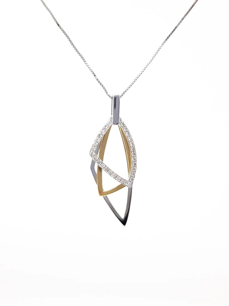 14K 2 Tone Gold 0.22cttw Diamond Pendant, 18"
