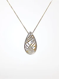 10K White & Yellow Gold 0.06cttw Diamond Pendant, 18"