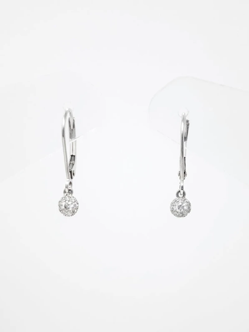 10K White Gold 0.13cttw Diamond Lever Back Earrings