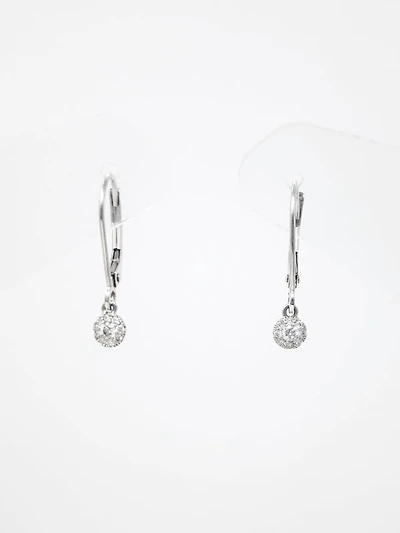 10K White Gold 0.13cttw Diamond Lever Back Earrings