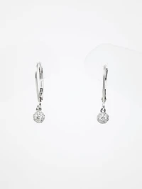 10K White Gold 0.13cttw Diamond Lever Back Earrings