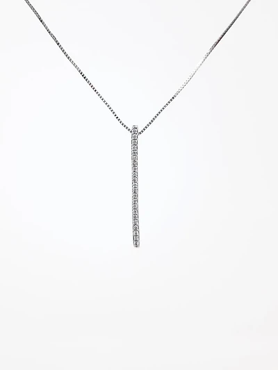 10K White Gold 0.10cttw Diamond Line Necklace, 18"