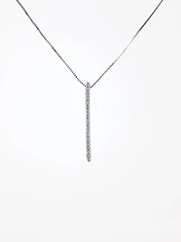 10K White Gold 0.10cttw Diamond Line Necklace, 18"