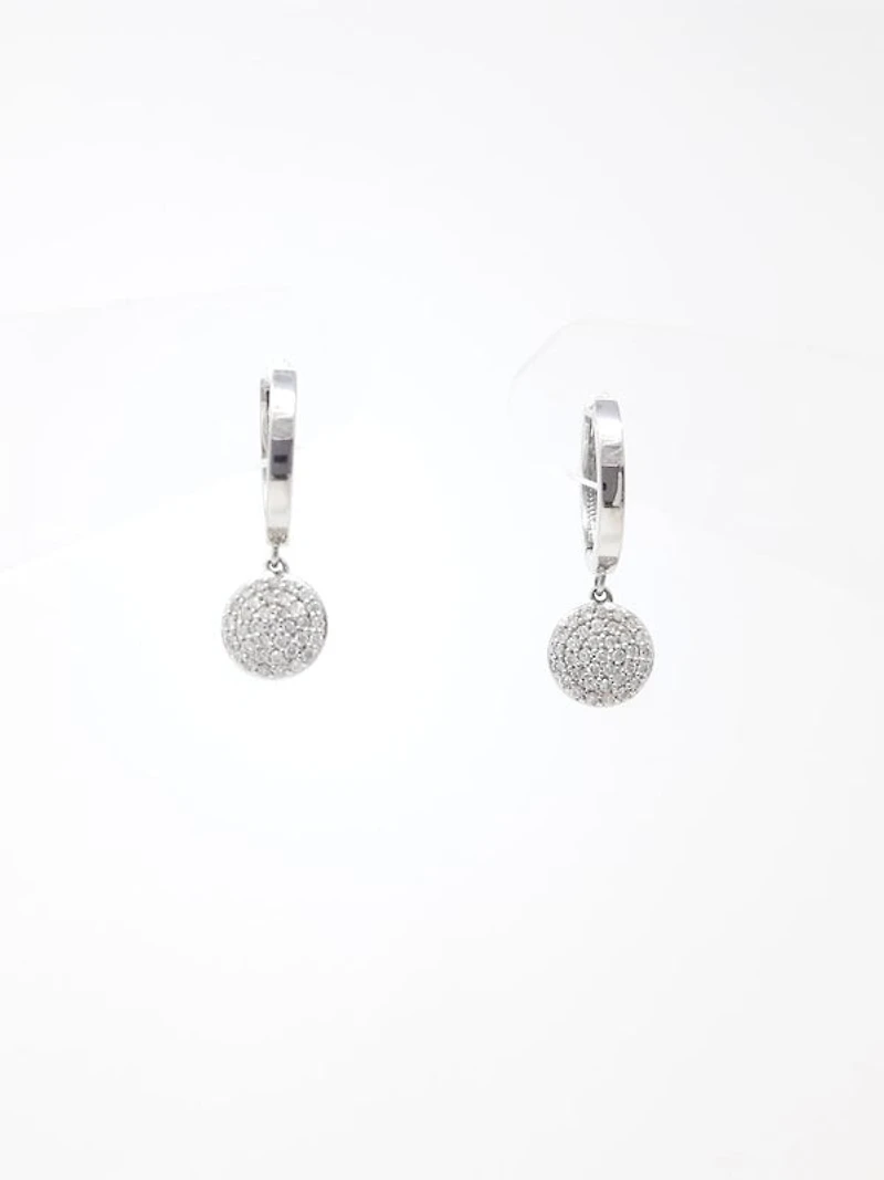 10K White Gold 0.30cttw Diamond Hoop Huggie Hinged Dangle Earrings