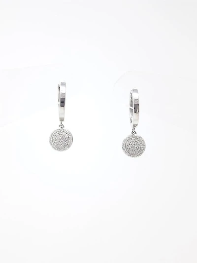 10K White Gold 0.30cttw Diamond Hoop Huggie Hinged Dangle Earrings