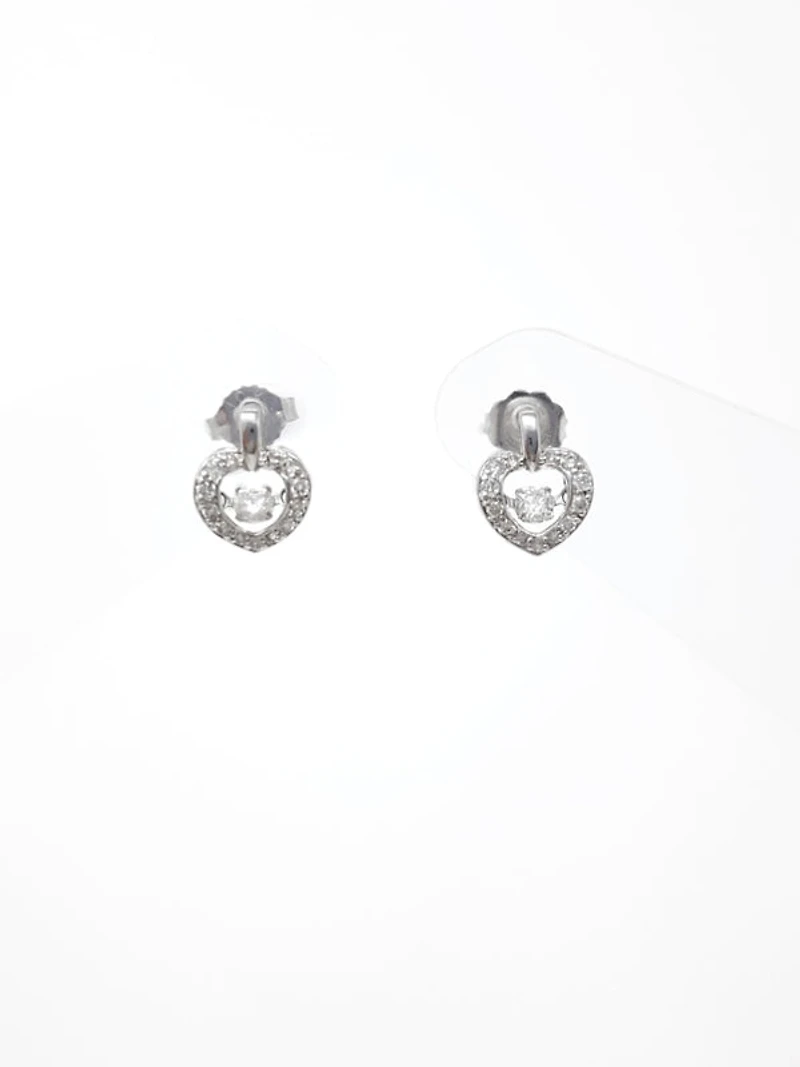 10K White Gold 0.35cttw Round Brilliant Cut Diamond Pulse Dangle Stud Earrings