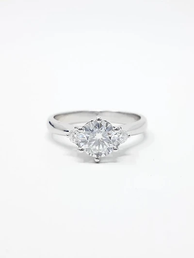 Moissanite and Silver Ring
