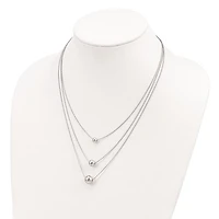 Sterling Silver Rhodium-plated 3-Strand with 2in ext. Polished Necklace - 16"