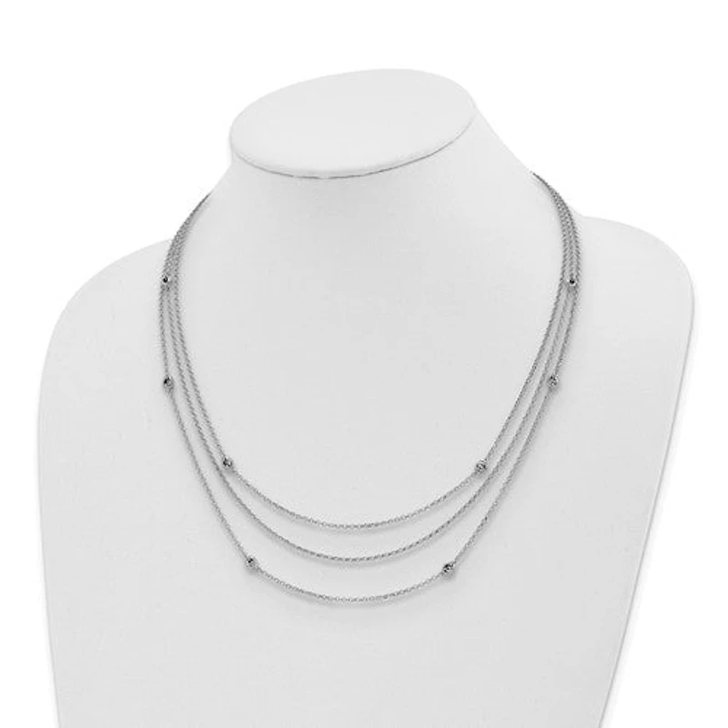 Sterling Silver Rhodium-plated Love Knot Multi-Strand with 2in ext Necklace - 18"