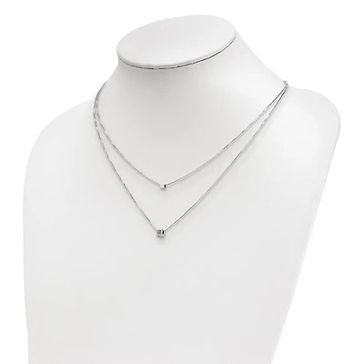 Sterling Silver CZ Multi-strand with 2in Necklace - 16-18"