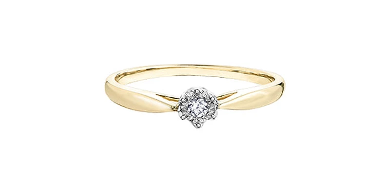 10K Yellow & White Gold 0.05cttw Diamond Promise / Engagement Ring, Size 6.5