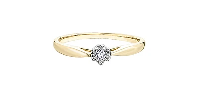 10K Yellow & White Gold 0.05cttw Diamond Promise / Engagement Ring, Size 6.5