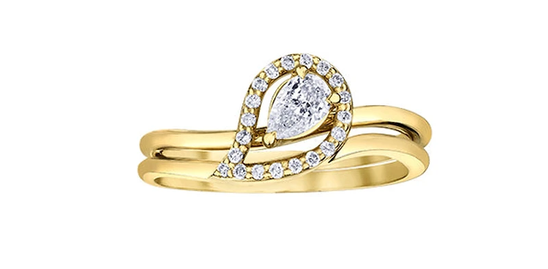 10K Yellow Gold 0.23Cttw Canadian Diamond Pear Cut Engagement Ring - /