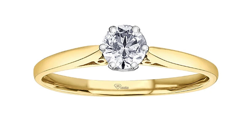10K Yellow Gold 0.18cttw Round Brilliant Cut Canadian Diamond Engagement Ring