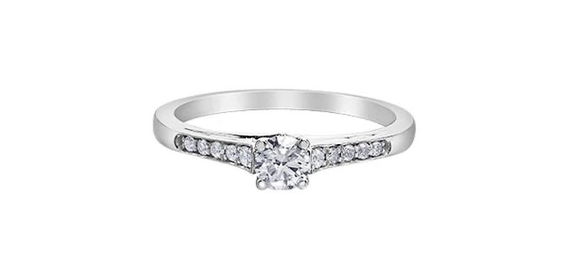 10K White Gold 0.33cttw Round Brilliant Cut Canadian Diamond Engagement Ring - / 4.5