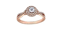 10K Rose Gold 0.23cttw Canadian Diamond Ring, size 6.5
