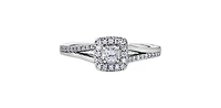 10K White Gold 0.30cttw Princess Cut Canadian Diamond Ring - Size 6.5