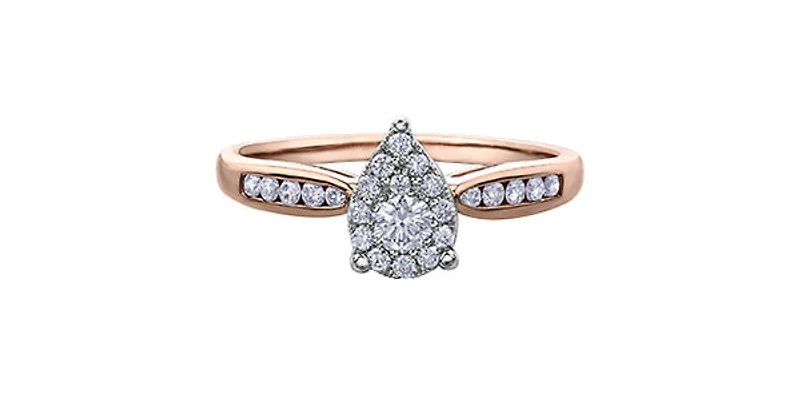 10K Rose Gold 0.35cttw Diamond Pear Shaped Halo Engagement Ring - / 4.5