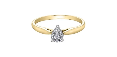 10K Yellow Gold 0.08cttw Pear Cut Cluster Diamond Engagement Ring - / 4.5