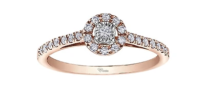 10K Rose Gold 0.24cttw Canadian Diamond Ring - Size 6.5