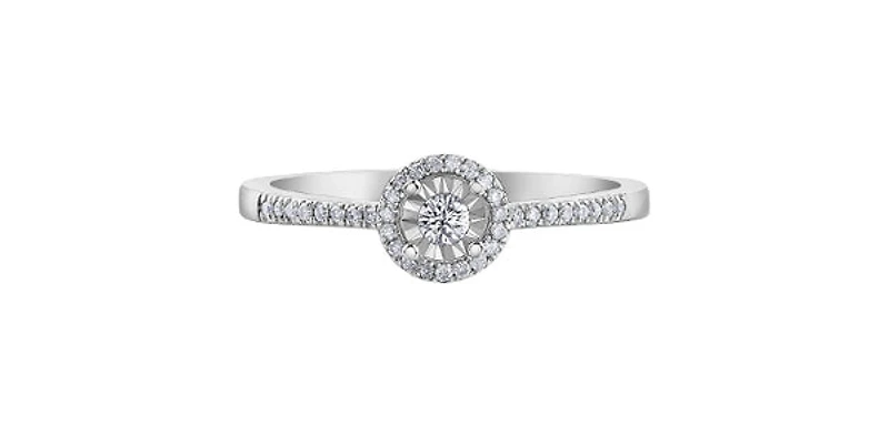 10K White Gold 0.15cttw Round Brilliant Cut Diamond Halo Engagement Ring - / 4.5