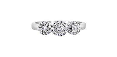 10K White Gold 0.25cttw Round Brilliant Cut 3 Stone Halo Diamond Ring - / 4.5