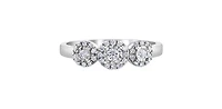 10K White Gold 0.25cttw Round Brilliant Cut 3 Stone Halo Diamond Ring - / 4.5