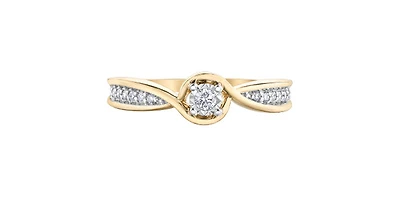 10K Yellow & White Gold 0.12cttw Diamond Engagement Ring - / 4.5