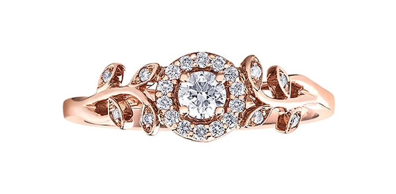 10K Rose Gold 0.25cttw Canadian Diamond Ring, size 6.5