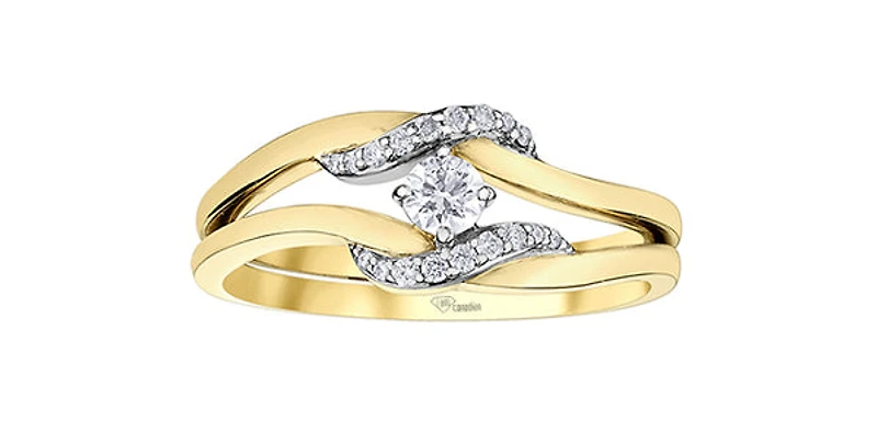 10K Yellow Gold 0.18Cttw Diamond Engagement Ring - /