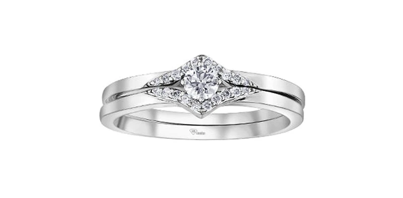 10K White Gold 0.21cttw Canadian Diamond Engagement Ring, 6.5