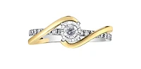 10K White and Yellow Gold 0.36cttw Round Brilliant Cut Diamond Engagement Ring, 6.5 - /