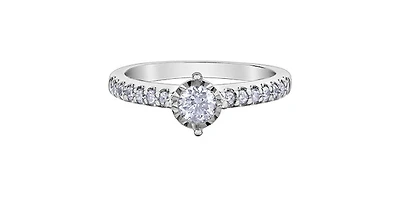 10K White Gold 0.51cttw Round Brilliant Cut Illusion Set Diamond Ring