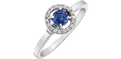 10K White Gold 0.42cttw Tanzanite and 0.10cttw Diamond Ring, size 6.5 - 4.5