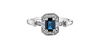10K White Gold 0.75cttw Genuine Blue Sapphire and 0.08cttw Diamond Ring, size 6.5