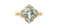 10K Yellow Gold Prasiolite (Green Amethyst) and Canadian Diamond Ring