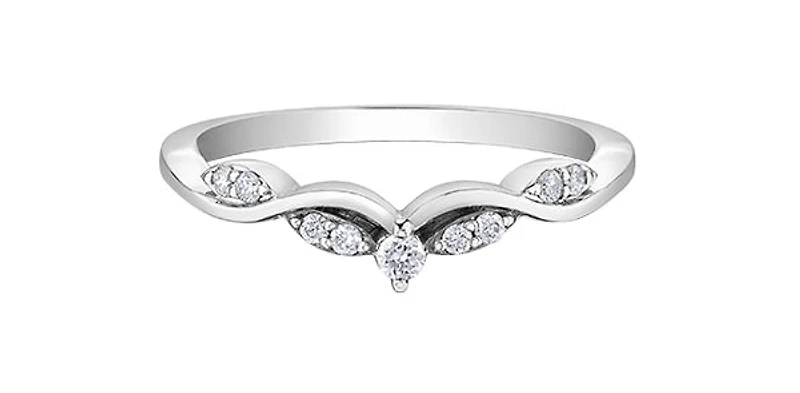 10K White Gold 0.11cttw Diamond Ring, size 6.5