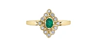 10K Yellow Gold 0.17cttw Genuine Emerald & 0.12cttw Diamond Ring - 4.5