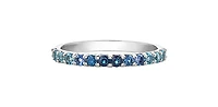 10K White Gold Genuine 2mm White Zircon, Aquamarine, Blue Zircon, Blue Topaz, Tanzanite, Ceylon Sapphire and Sapphire Gemstone Ring, size 6.5 - 4.5
