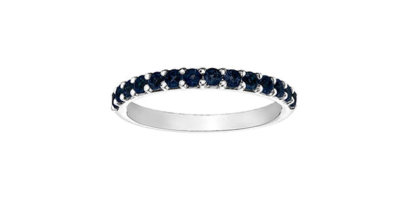 10K White Gold Created Sapphire Ring, size 6.5