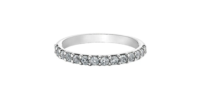 10K White Gold 0.56cttw Genuine White Topaz Ring, size 6.5