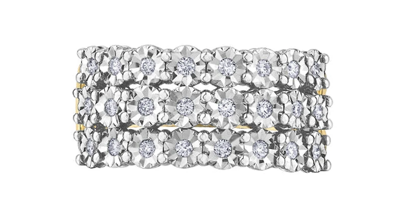 10K 2 Tone Gold 0.25cttw Diamond Ilusion Set Ring - / 4.5