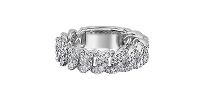 10K White Gold 0.50cttw Diamond Miami Cuban Link Ring / Band, size 6.5