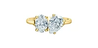 14K Gold 1.40cttw Lab Grown Oval Cut and Pear Diamond Ring - / 4.5