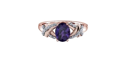 10K Rose Gold Amethyst and Diamond Ring