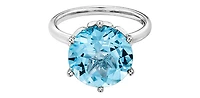 10K White Gold Blue Topaz Ring - Size 6