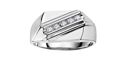 10K White Gold 0.20cttw Gents Diamond Ring, size 10