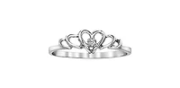 10K White Gold 0.01cttw Diamond Heart Ring, Size 6.5